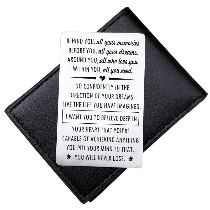 XGAKWD Graduation Gifts for Son Daughter with Inspirational Quote, Engraved Wallet Insert for Him, Birthday Graduation Gifts Cards for Graduate - Image 2